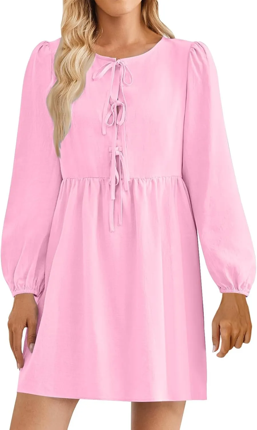 Womens Plus Size Fall Dresses Midi Trendy Lantern Long Sleeve Dress Elegant Solid Flowy Swing Cocktail Party Dresses