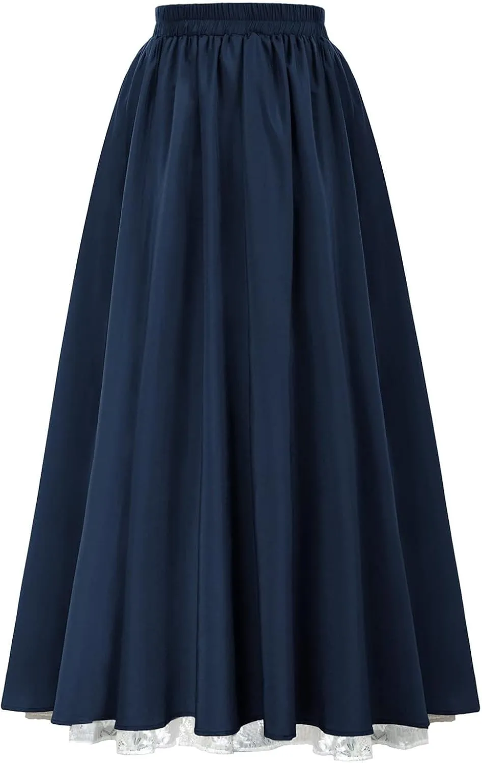 Women's Renaissance Skirt Victorian Peasant Double-Layer Maxi Long Skirts Casual Elastic Waisted Skirt Retro Costumes