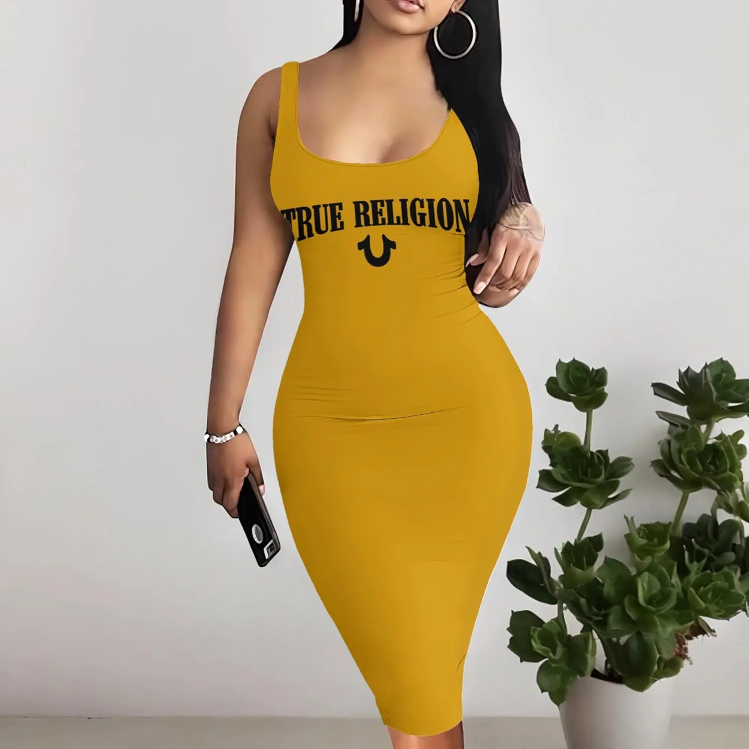 Women's Sexy Bodycon Tank Dress Summer Sleeveless Basic Midi Club Dresses Sundress Beach Dresses