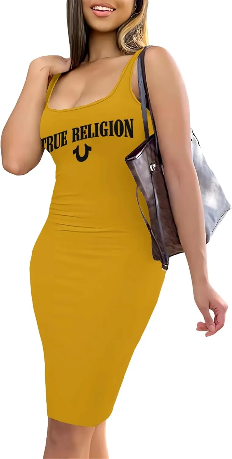 Women's Sexy Bodycon Tank Dress Summer Sleeveless Basic Midi Club Dresses Sundress Beach Dresses