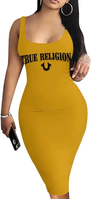 Women's Sexy Bodycon Tank Dress Summer Sleeveless Basic Midi Club Dresses Sundress Beach Dresses