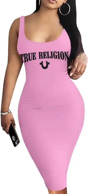 Women's Sexy Bodycon Tank Dress Summer Sleeveless Basic Midi Club Dresses Sundress Beach Dresses