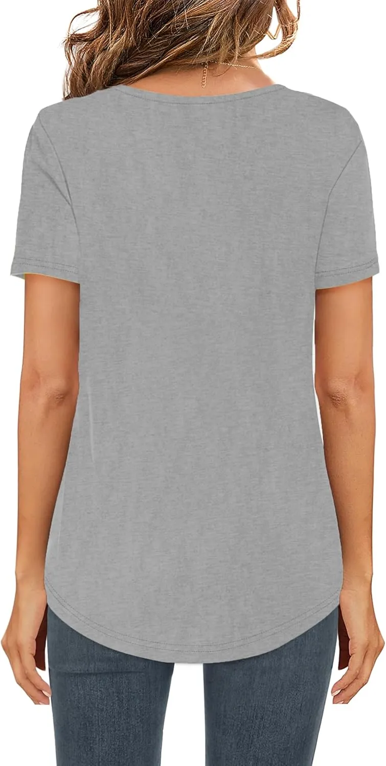 Womens Shirt Long Sleeve V Neck T-Shirt Cotton Tops Basic Tees