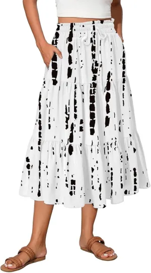 Women's Skirts Long High Waist Flowy Maxi Skirt A-Line Bohemian Style Summer
