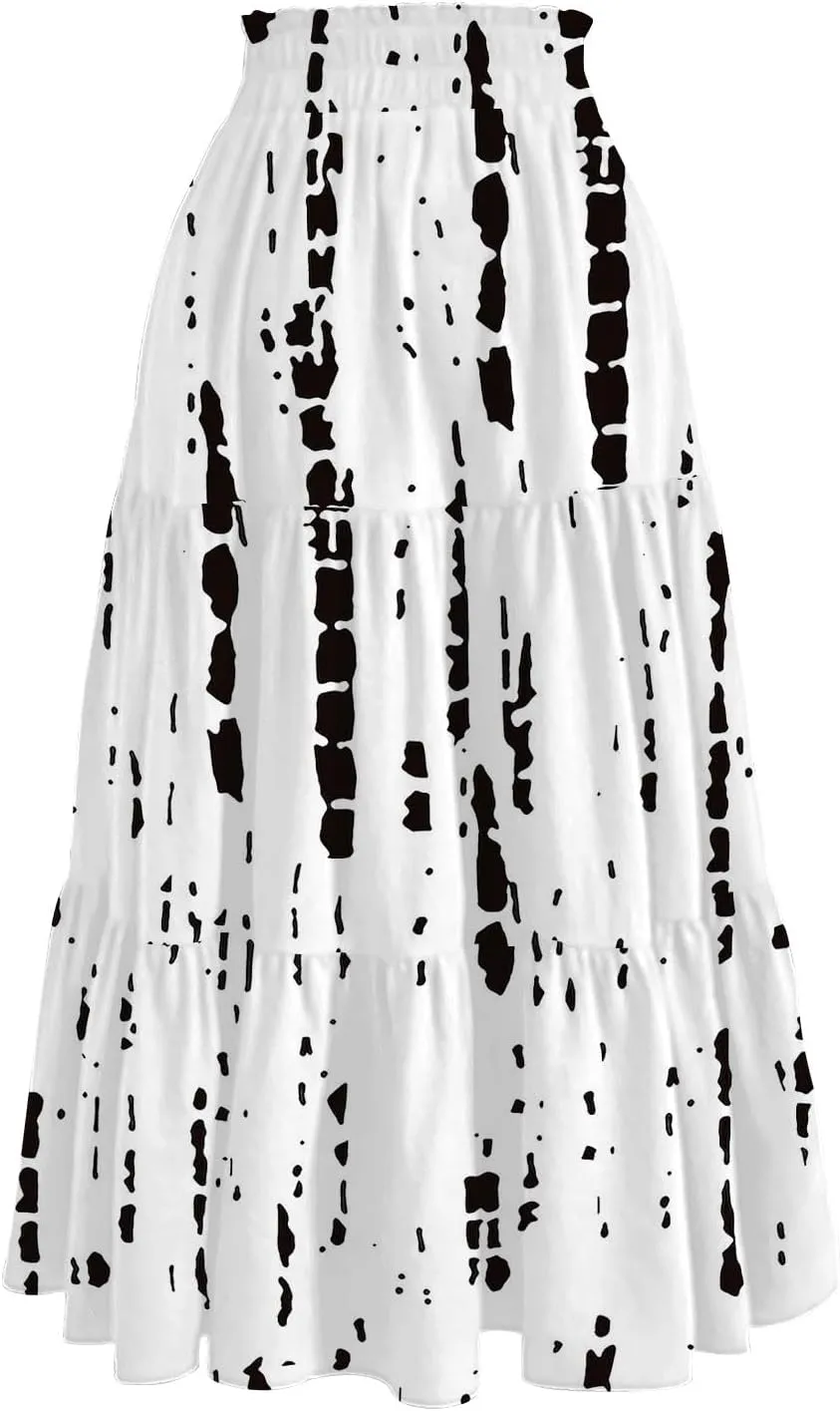 Women's Skirts Long High Waist Flowy Maxi Skirt A-Line Bohemian Style Summer
