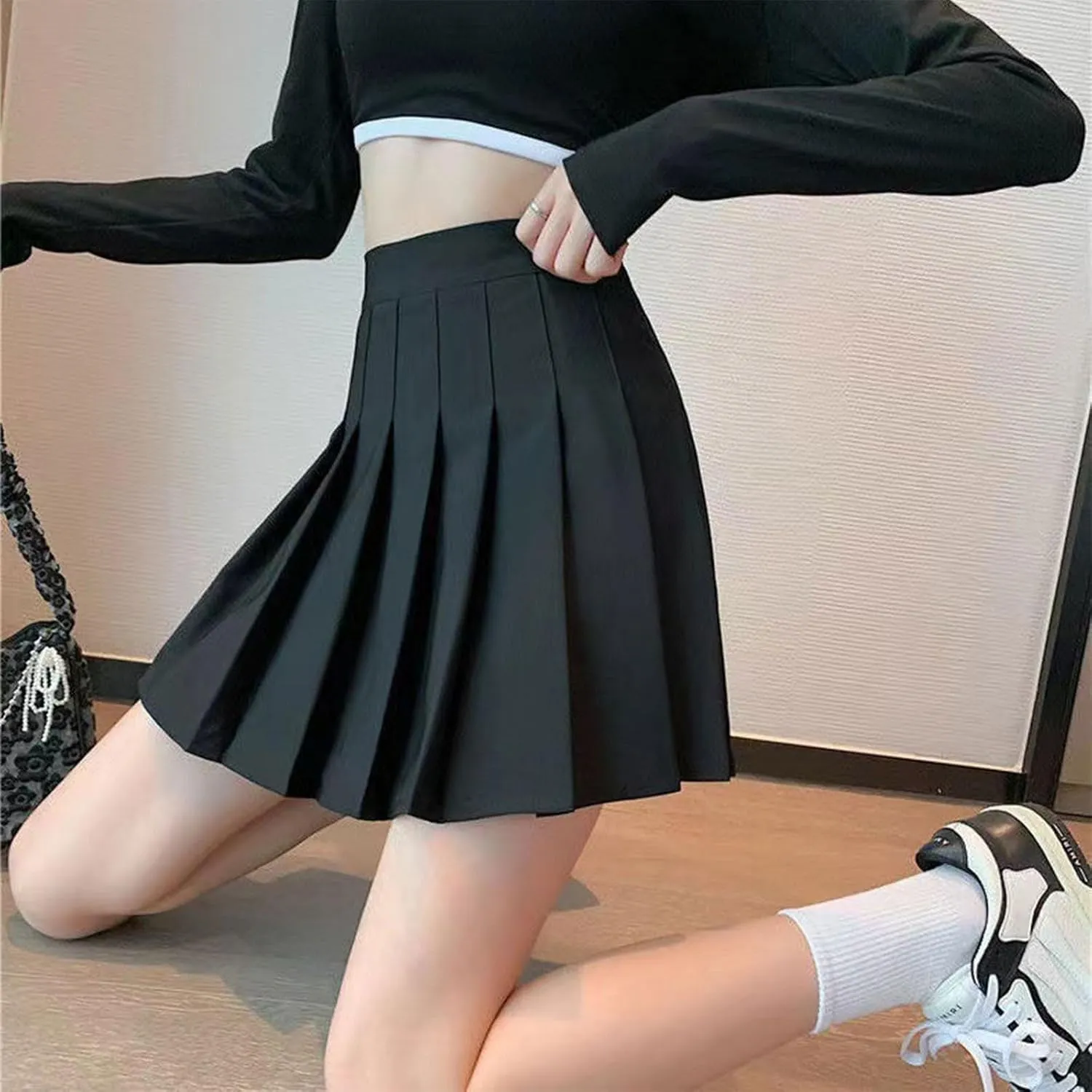 Women's Summer Athletic Loose Trendy Elastic High Waist Solid Color Yoga Fitness Tennis Skirts 2025 Inner Shorts, XS-3XL