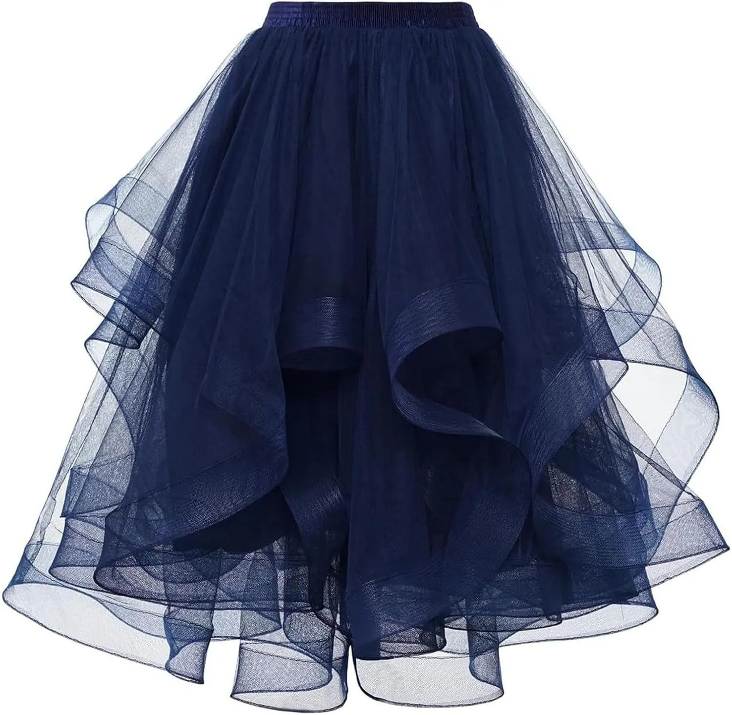 Women's Summer Casual Loose Trendy Elastic High Waist Solid Color Fluffy Mesh Party Latin Dance Flowy Skirts 2025, S-XL