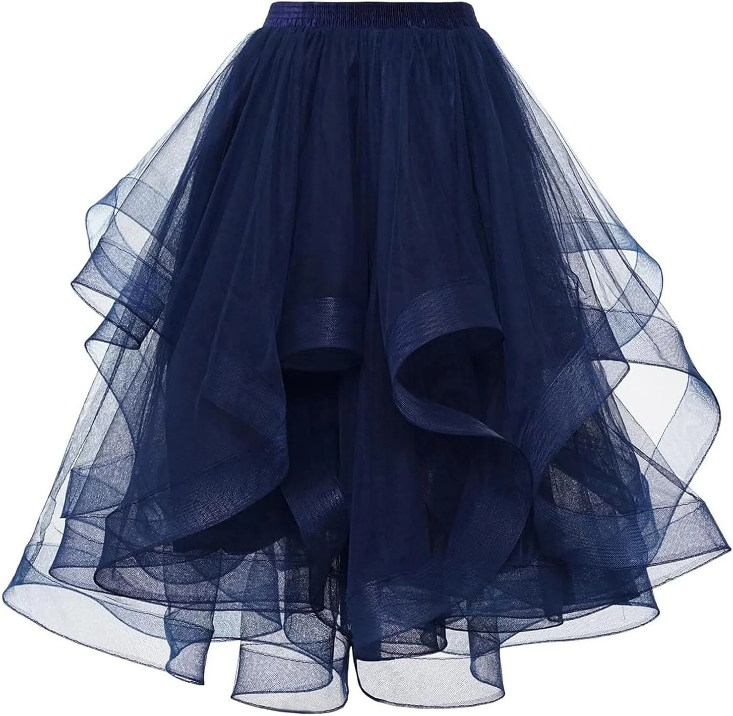 Women's Summer Casual Loose Trendy Elastic High Waist Solid Color Fluffy Mesh Party Latin Dance Flowy Skirts 2025, S-XL