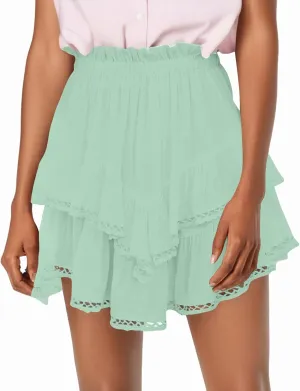 Women's Summer Skirts 2025 Casual Loose Trendy Elastic Waist Solid Color Pleated Sun Tennis Beach Skirt, S-2XL