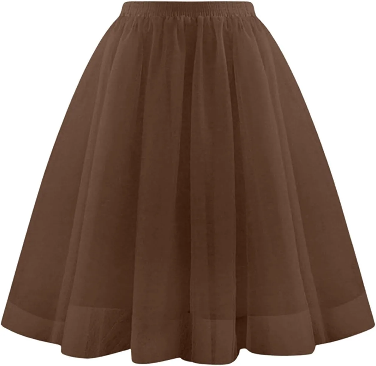 Women's Sundresses Summer Casual Loose Trendy Elastic High Waist Solid Color Party Dance Fluffy Mesh Tulle Skirts 2025, S-2XL