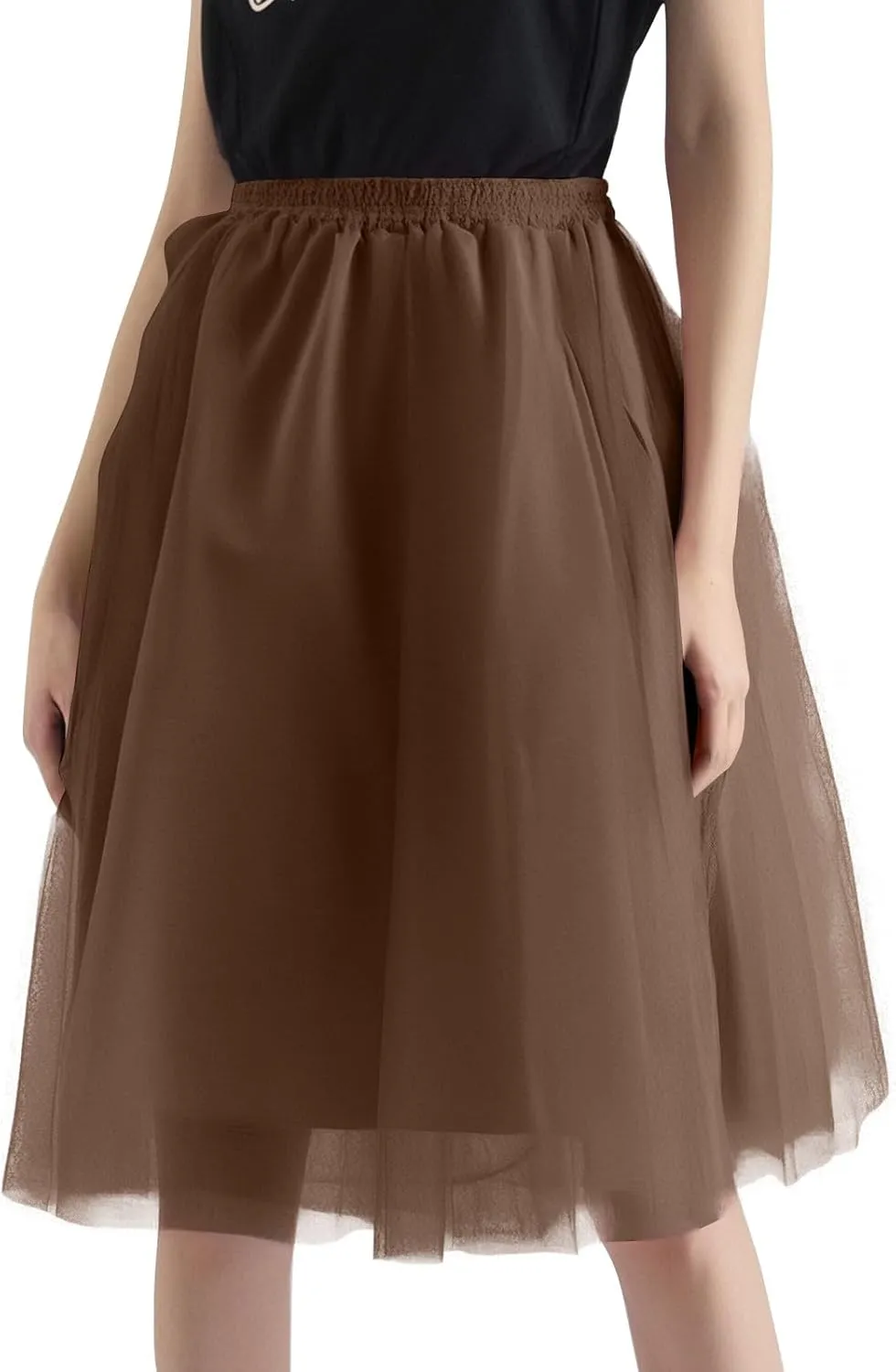 Women's Sundresses Summer Casual Loose Trendy Elastic High Waist Solid Color Party Dance Fluffy Mesh Tulle Skirts 2025, S-2XL