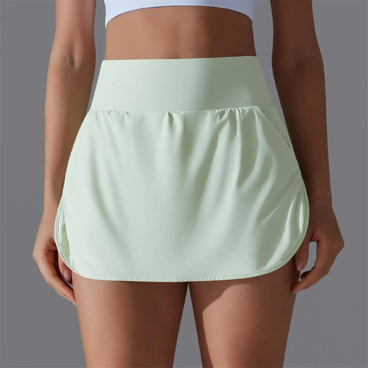 Womens Tennis Shorts Trendy Fake Two-Piece High Waist Sports Pants Gym Yoga Casual Solid Athletic Skirt Shorts 2025