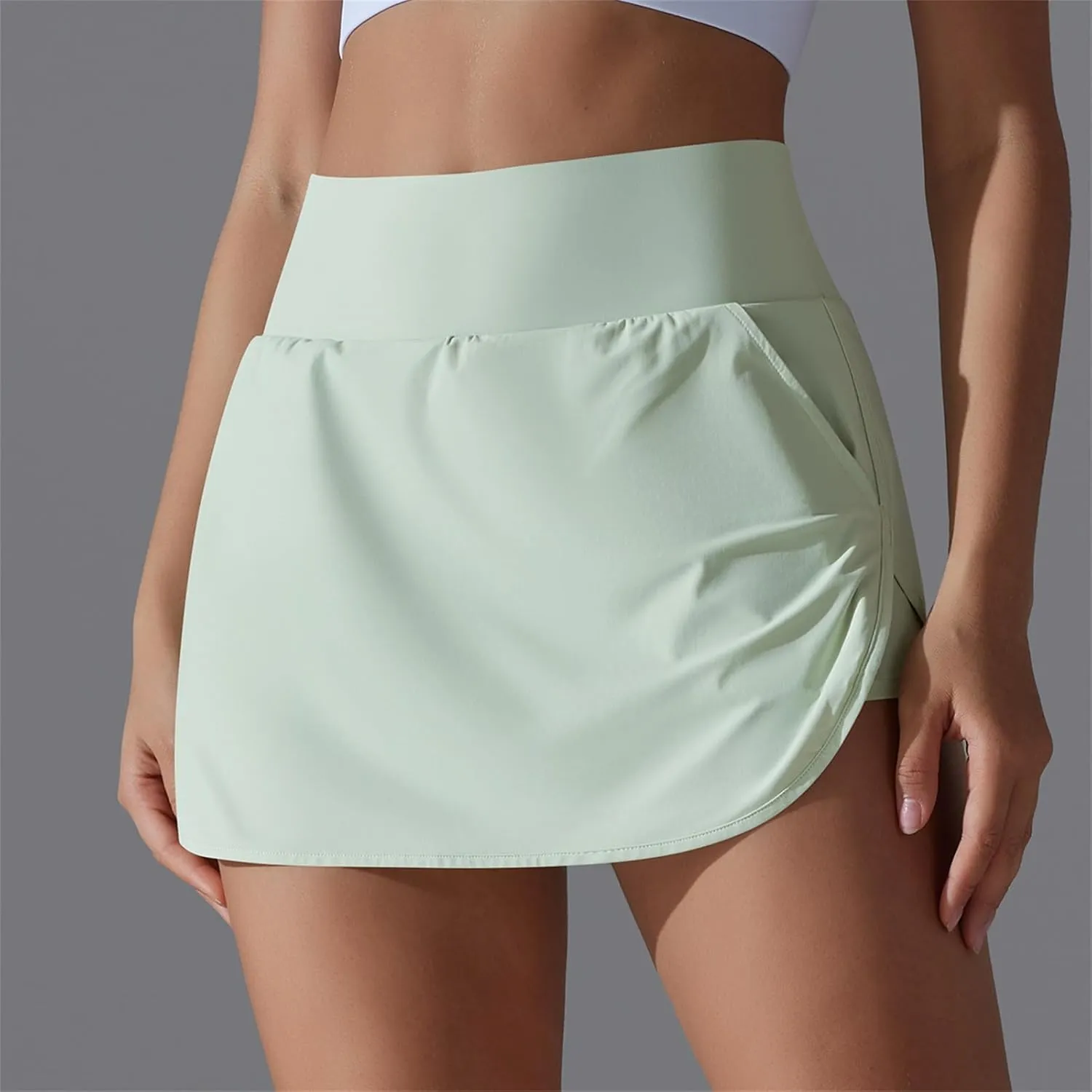 Womens Tennis Shorts Trendy Fake Two-Piece High Waist Sports Pants Gym Yoga Casual Solid Athletic Skirt Shorts 2025