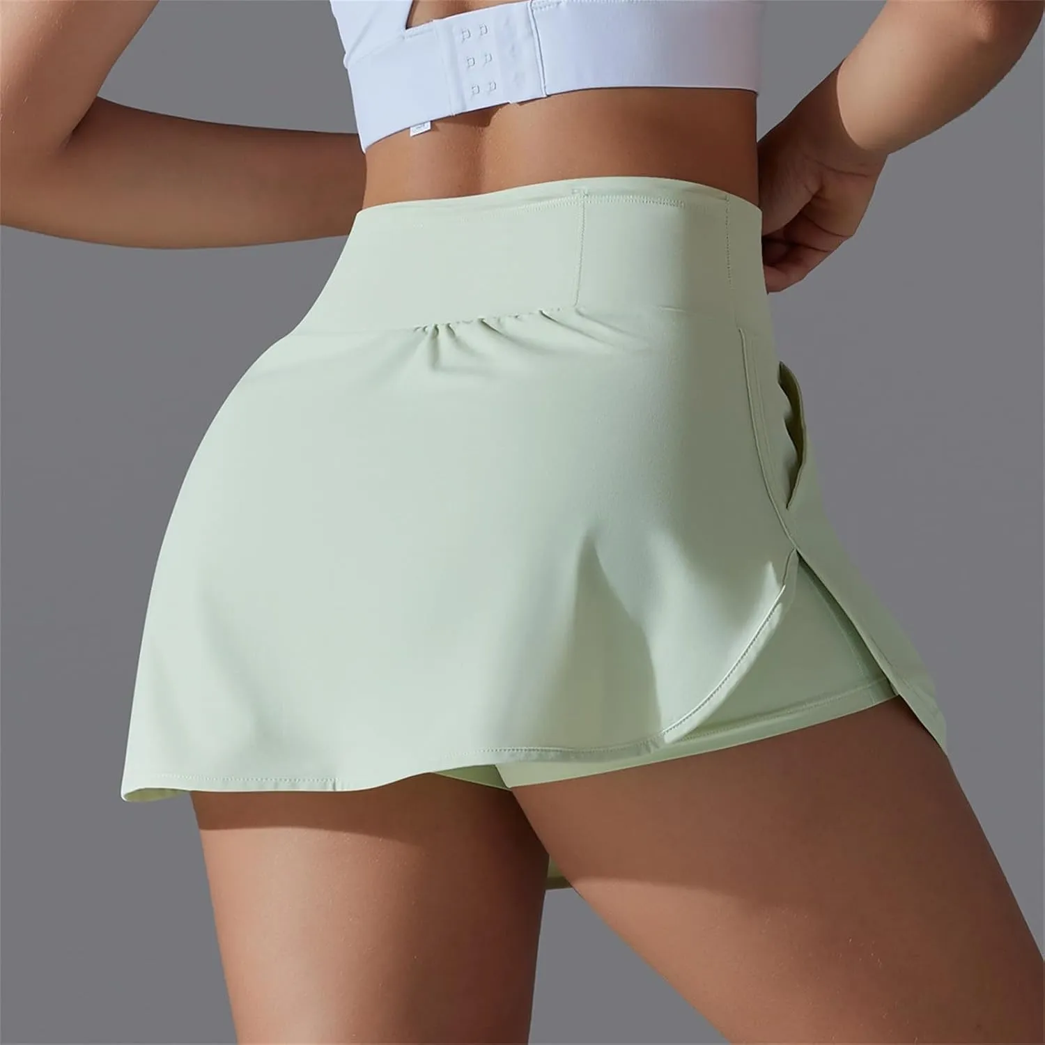 Womens Tennis Shorts Trendy Fake Two-Piece High Waist Sports Pants Gym Yoga Casual Solid Athletic Skirt Shorts 2025