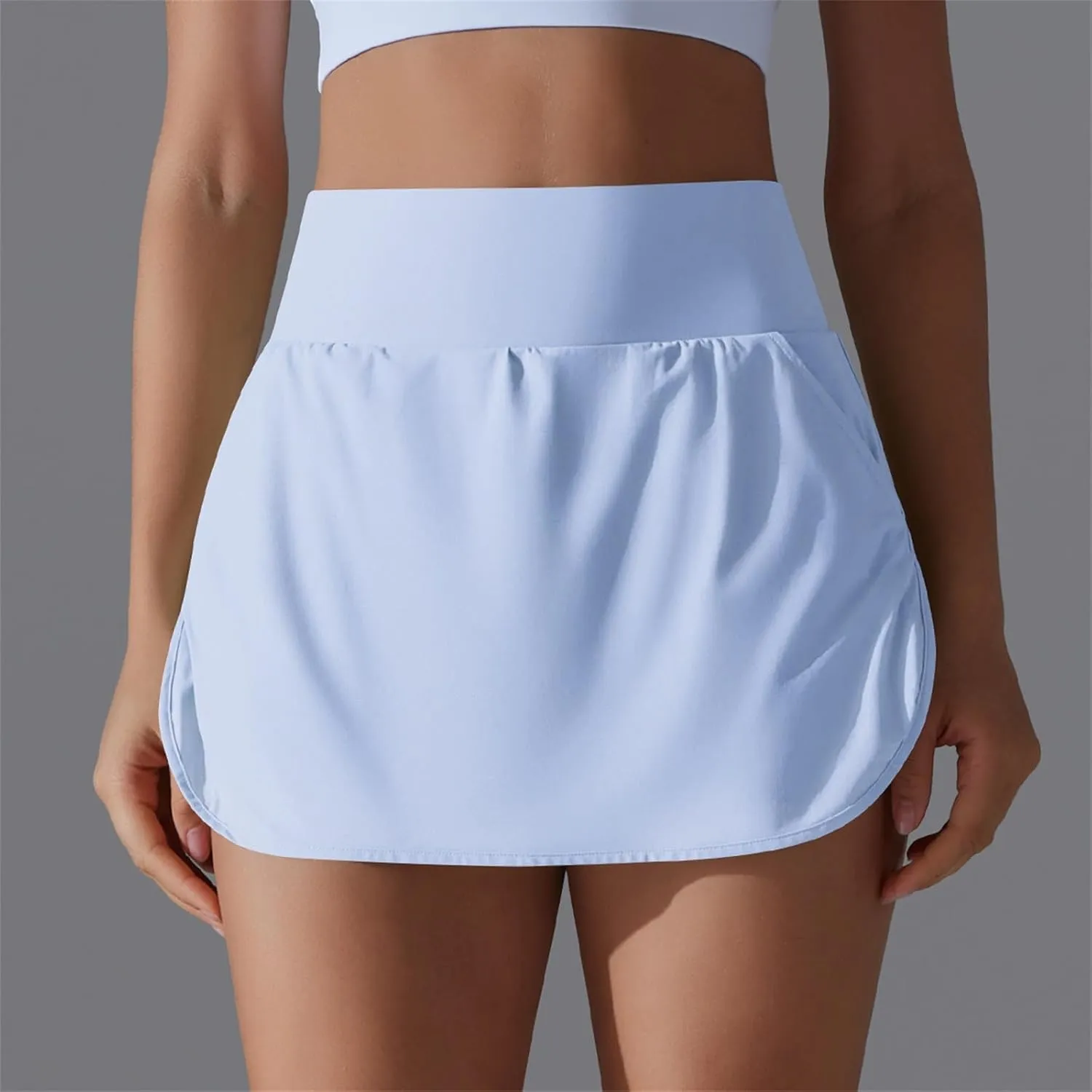 Womens Tennis Shorts Trendy Fake Two-Piece High Waist Sports Pants Gym Yoga Casual Solid Athletic Skirt Shorts 2025