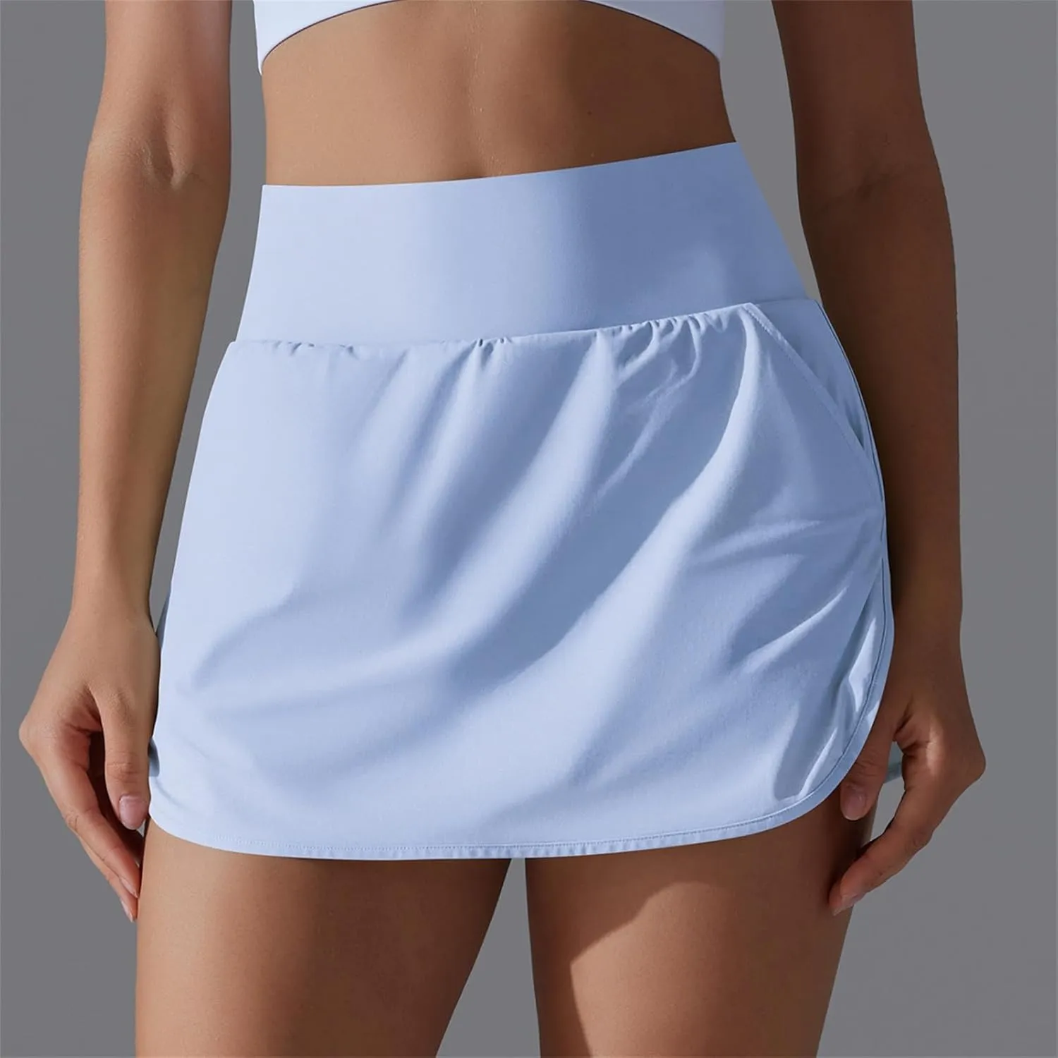 Womens Tennis Shorts Trendy Fake Two-Piece High Waist Sports Pants Gym Yoga Casual Solid Athletic Skirt Shorts 2025