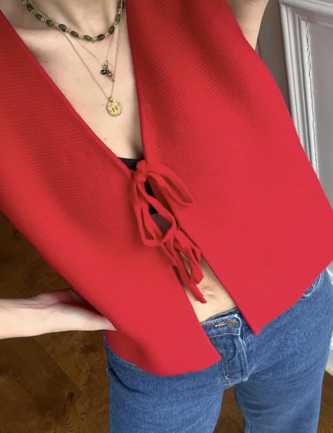 Women's Tie Knit Vest Crochet Sleeveless Open Front Cardigan Sweater Vest Top