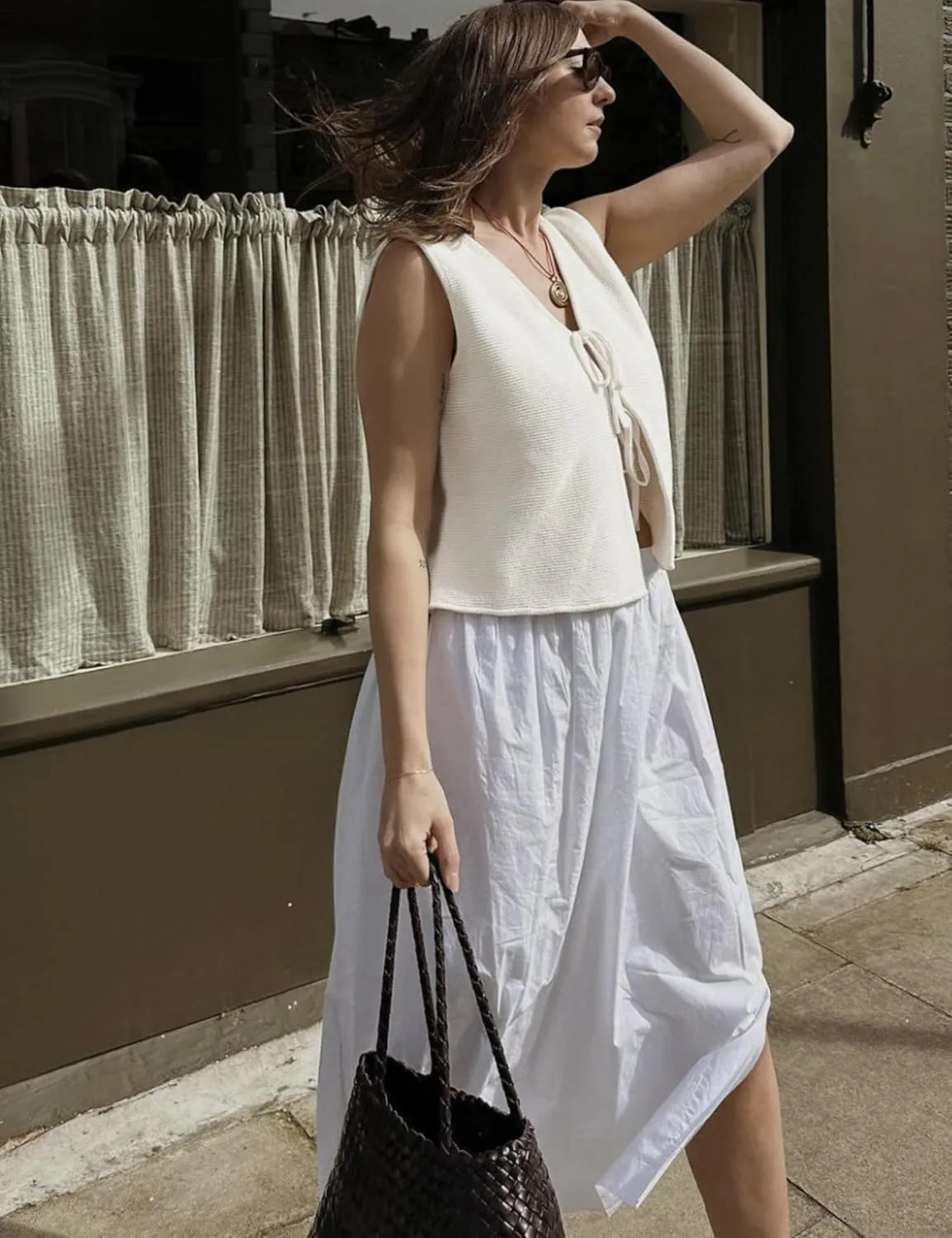 Women's Tie Knit Vest Crochet Sleeveless Open Front Cardigan Sweater Vest Top