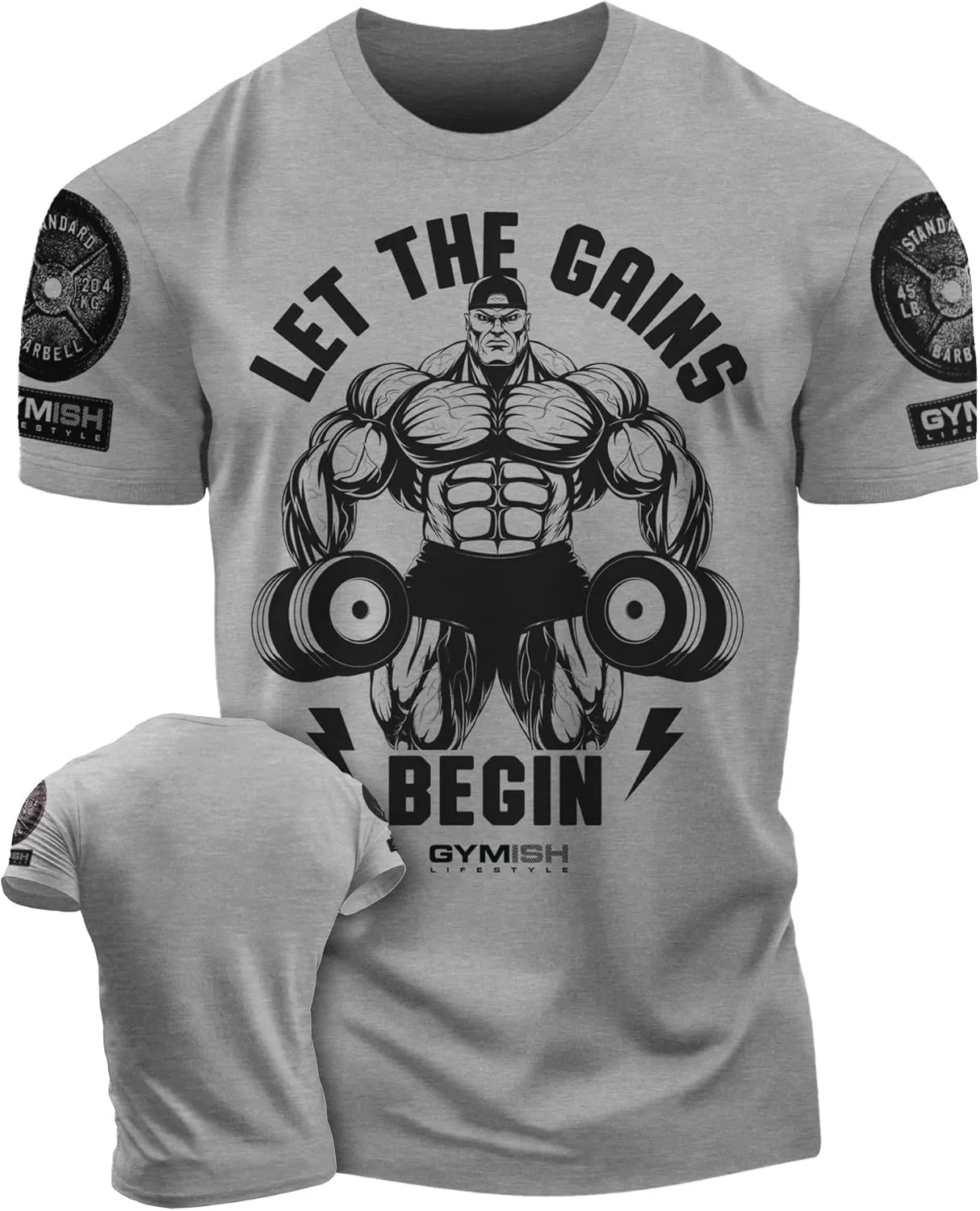 Workout Shirts for Men, Let The Gains Begin Gym Shirt Funny Sayings Lifting T-Shirt