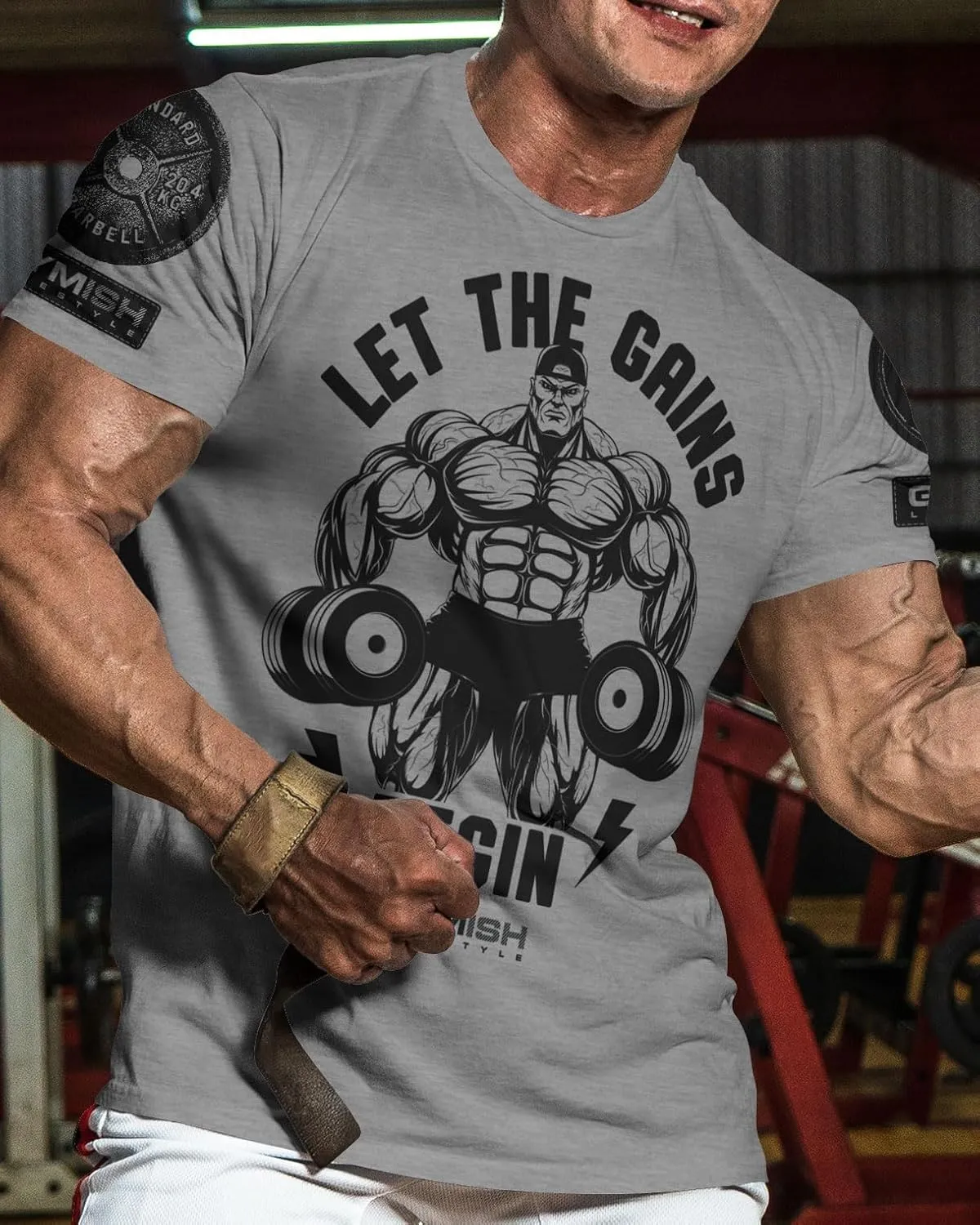 Workout Shirts for Men, Let The Gains Begin Gym Shirt Funny Sayings Lifting T-Shirt