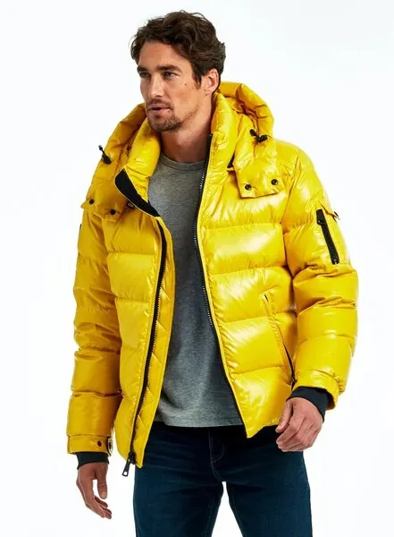 xiangtuibao Bright Color Hooded Shiny Jackets Zipper Men Jacket Casual Thicken Spring Mens Slim Fit Brand Outwear High Collar Coats Fashion