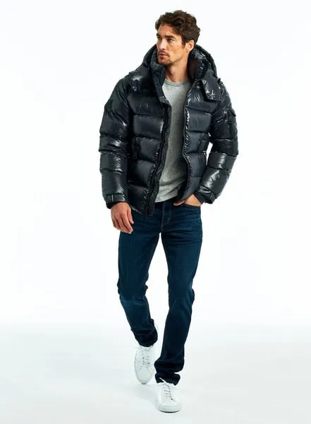 xiangtuibao Bright Color Hooded Shiny Jackets Zipper Men Jacket Casual Thicken Spring Mens Slim Fit Brand Outwear High Collar Coats Fashion