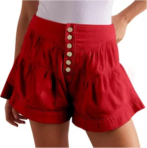 Xiaojmake Womens Denim Shorts Summer Loose High Waisted Wide Leg Flowy Short Front Buttons Pleated Jean Shorts 2025 Fashion