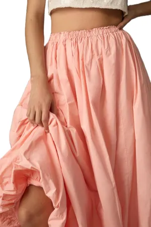 Y2k Bubble Maxi Skirt for Women Boho High Elastic Waist A Line Pleated Long Skirt Ruffle Smocked Midi Skirt