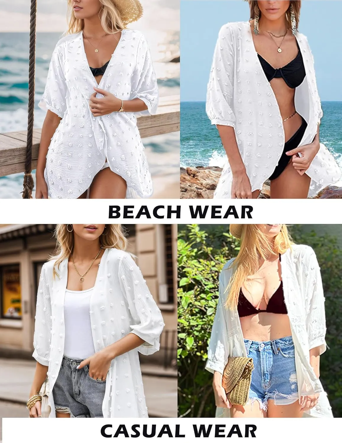 Yekaty Cardigan for Women 3/4 Sleeve Lightweight Summer Kimono Cardigan Loose Beach Cover Up 2025