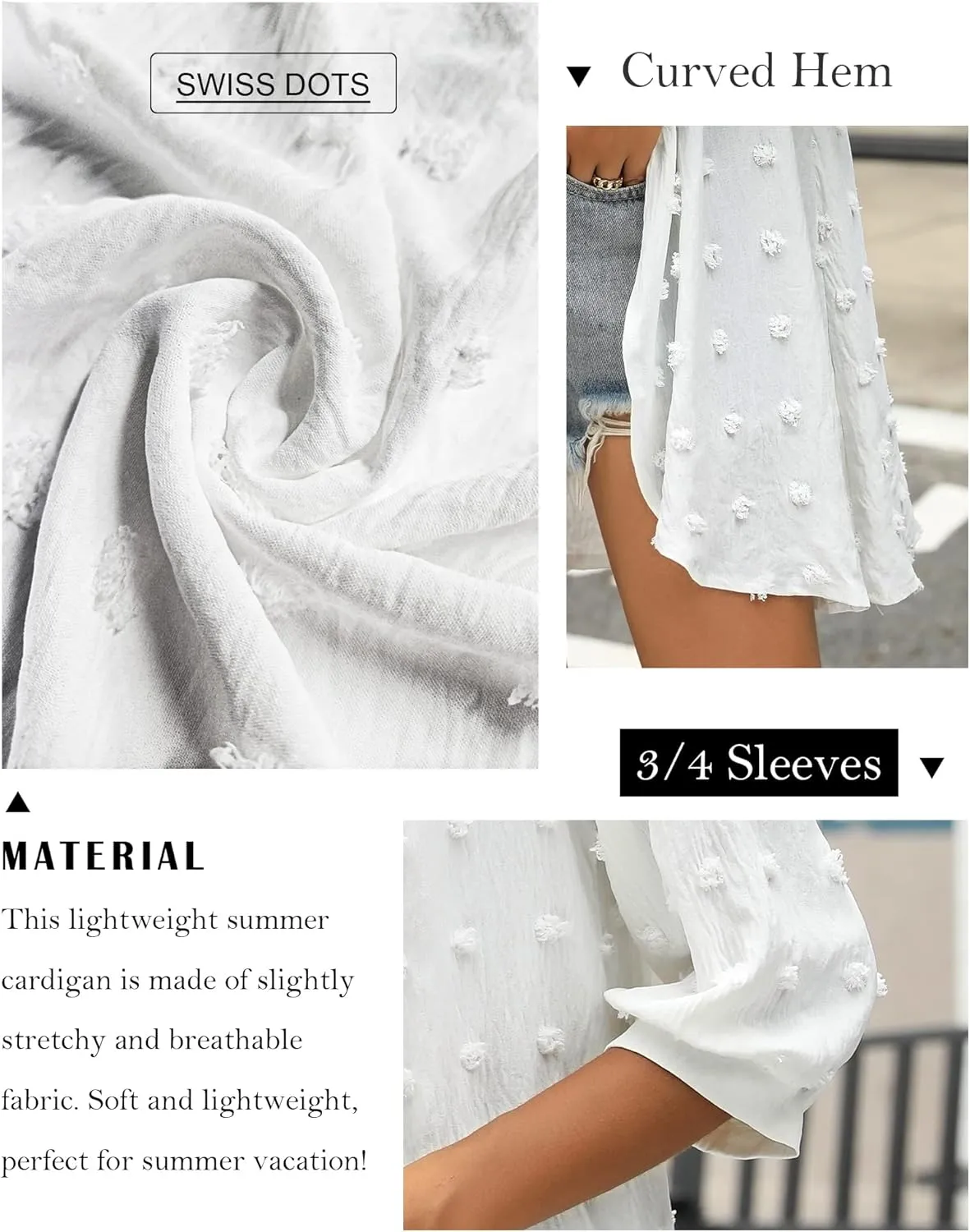 Yekaty Cardigan for Women 3/4 Sleeve Lightweight Summer Kimono Cardigan Loose Beach Cover Up 2025