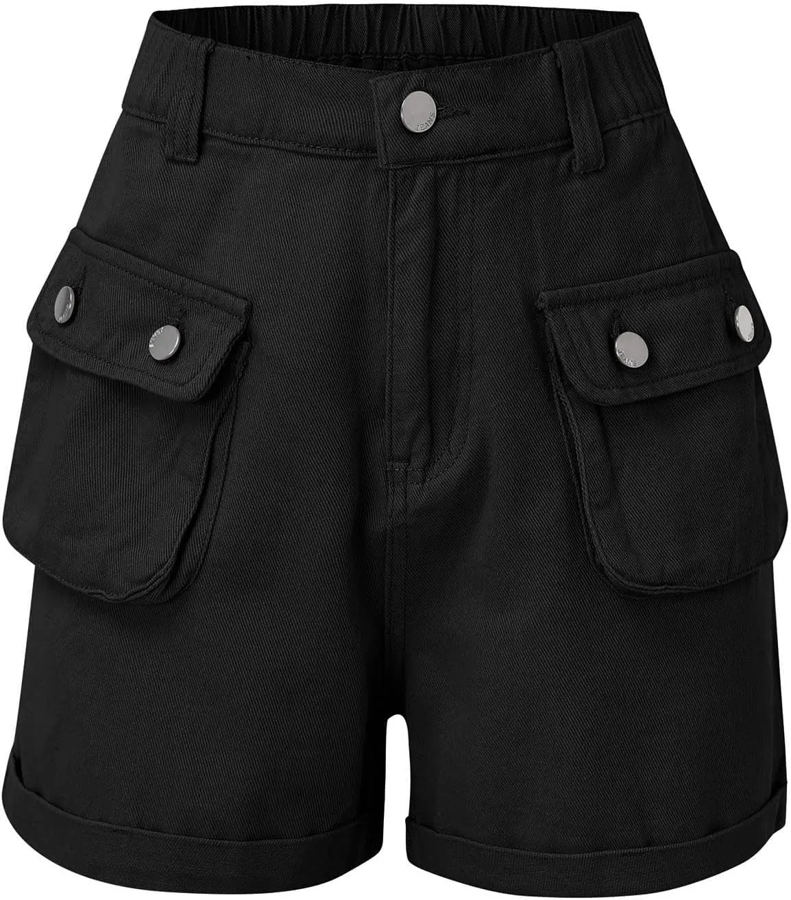 YOLAI Women's Summer High Waisted Denim Shorts Folded Hem Casual Jeans Short Streetwear Hip Hop Cargo Shorts with Pockets