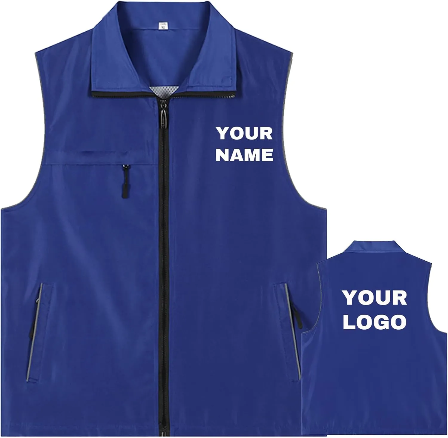 YOWESHOP Reflective Lightweight Zip-Up Vest with Pockets for Outdoor Sports and Activities,Custom Logo Sleeveless Windbreaker