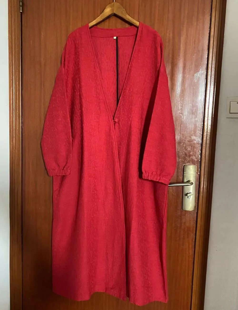 Ystylee Women's Vintage Maxi Long Trench Coat Cotton Linen Jacquard Open Front One Button Cardigan Dress Coat