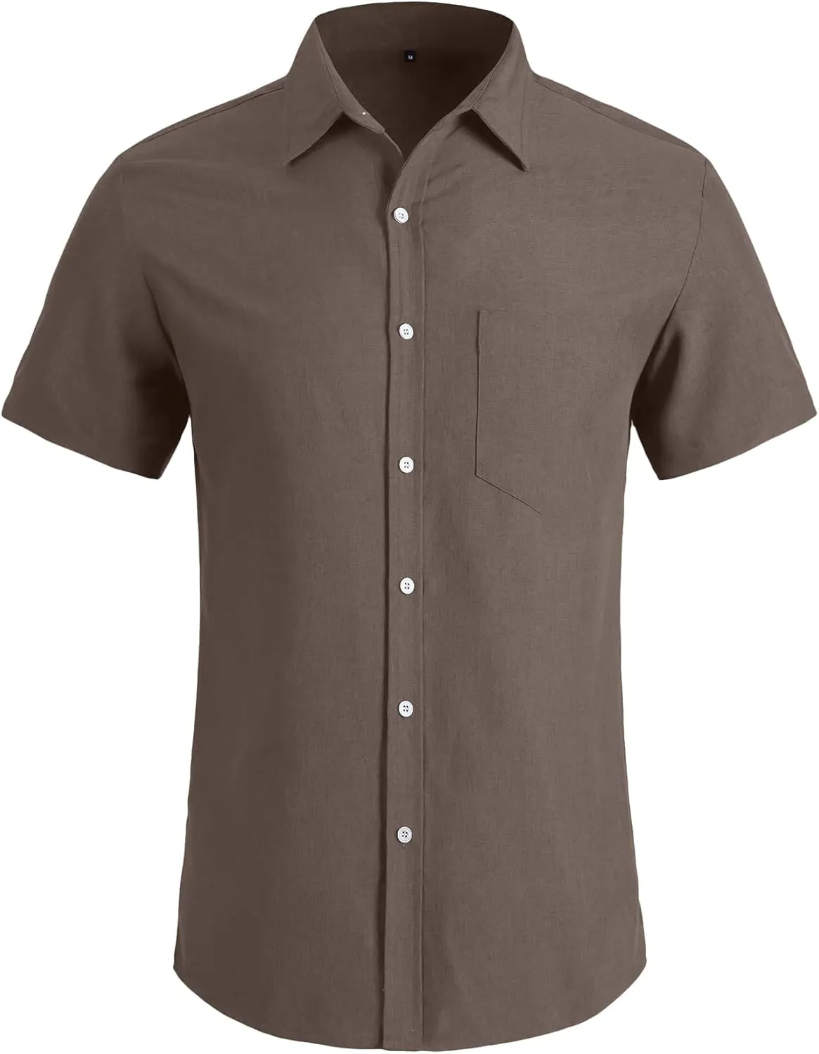 YTD Men's Casual Linen Button Down Shirt Short Sleeve Beach Shirt