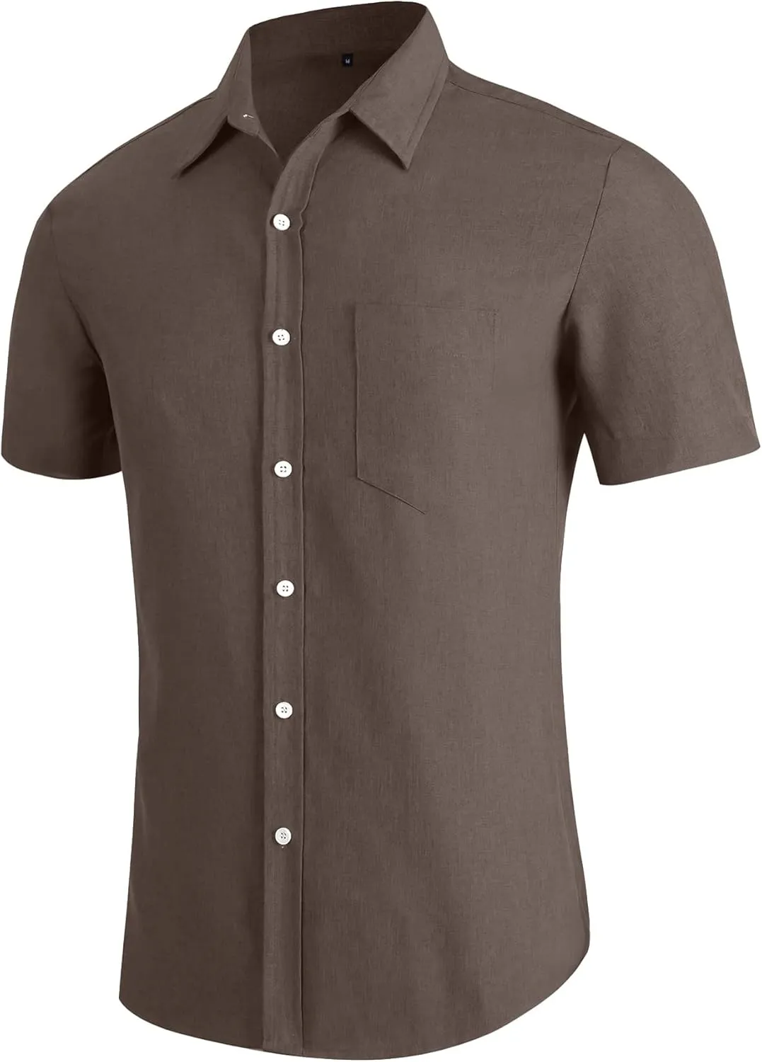 YTD Men's Casual Linen Button Down Shirt Short Sleeve Beach Shirt