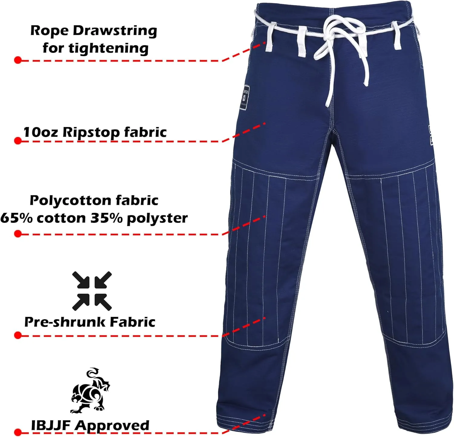Zafco Fightwear Men's Brazilian Jiu Jitsu Gi Pants 10oz Ripstop MMA Grappling Kimono