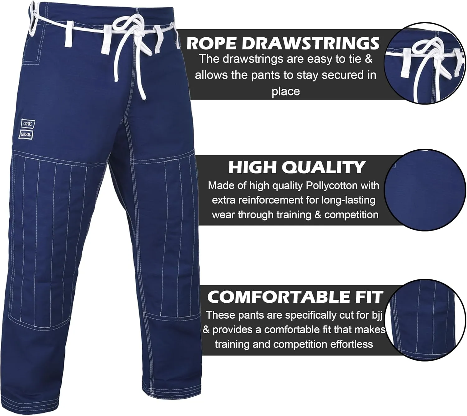 Zafco Fightwear Men's Brazilian Jiu Jitsu Gi Pants 10oz Ripstop MMA Grappling Kimono