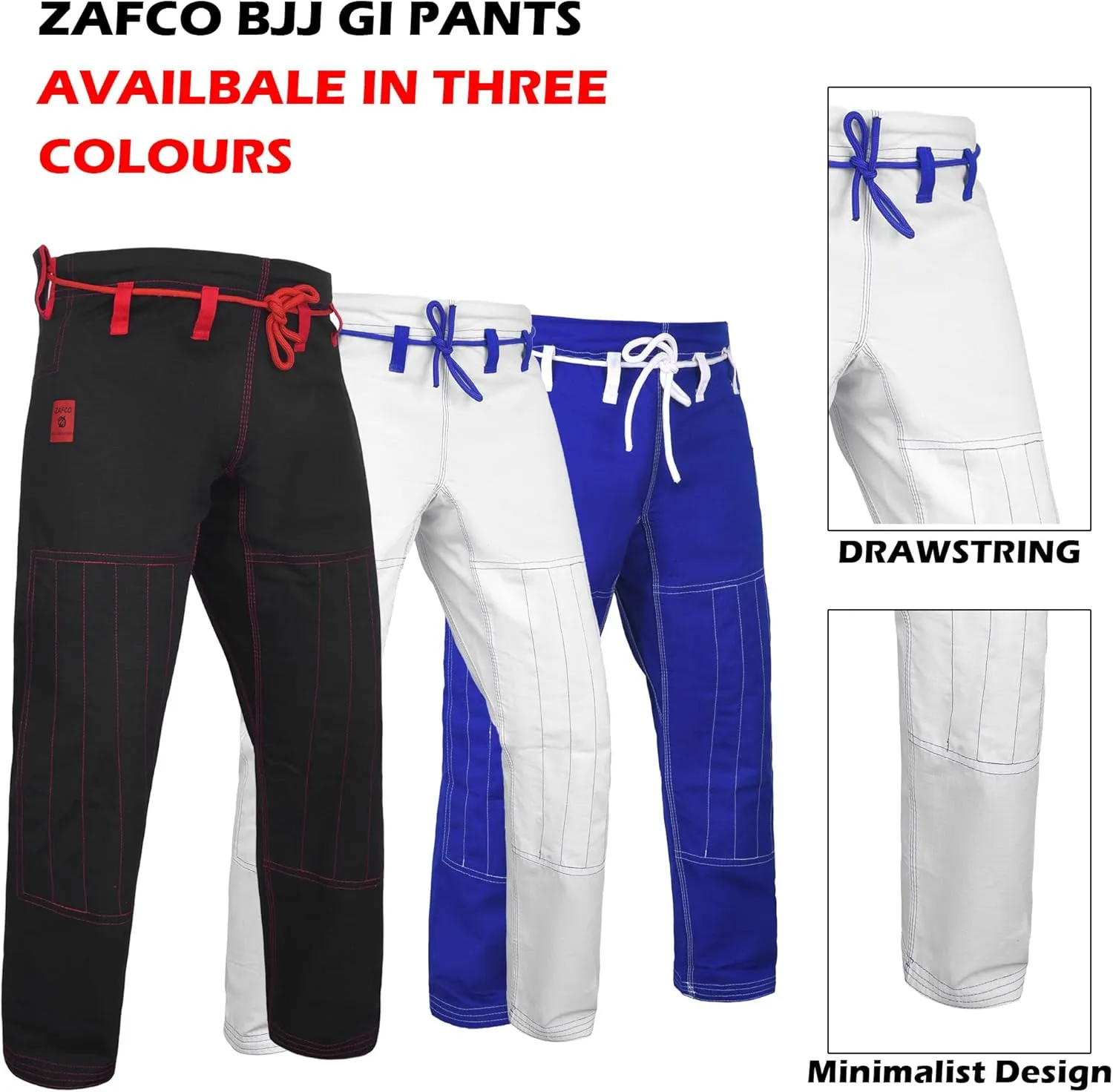 Zafco Fightwear Men's Brazilian Jiu Jitsu Gi Pants 10oz Ripstop MMA Grappling Kimono