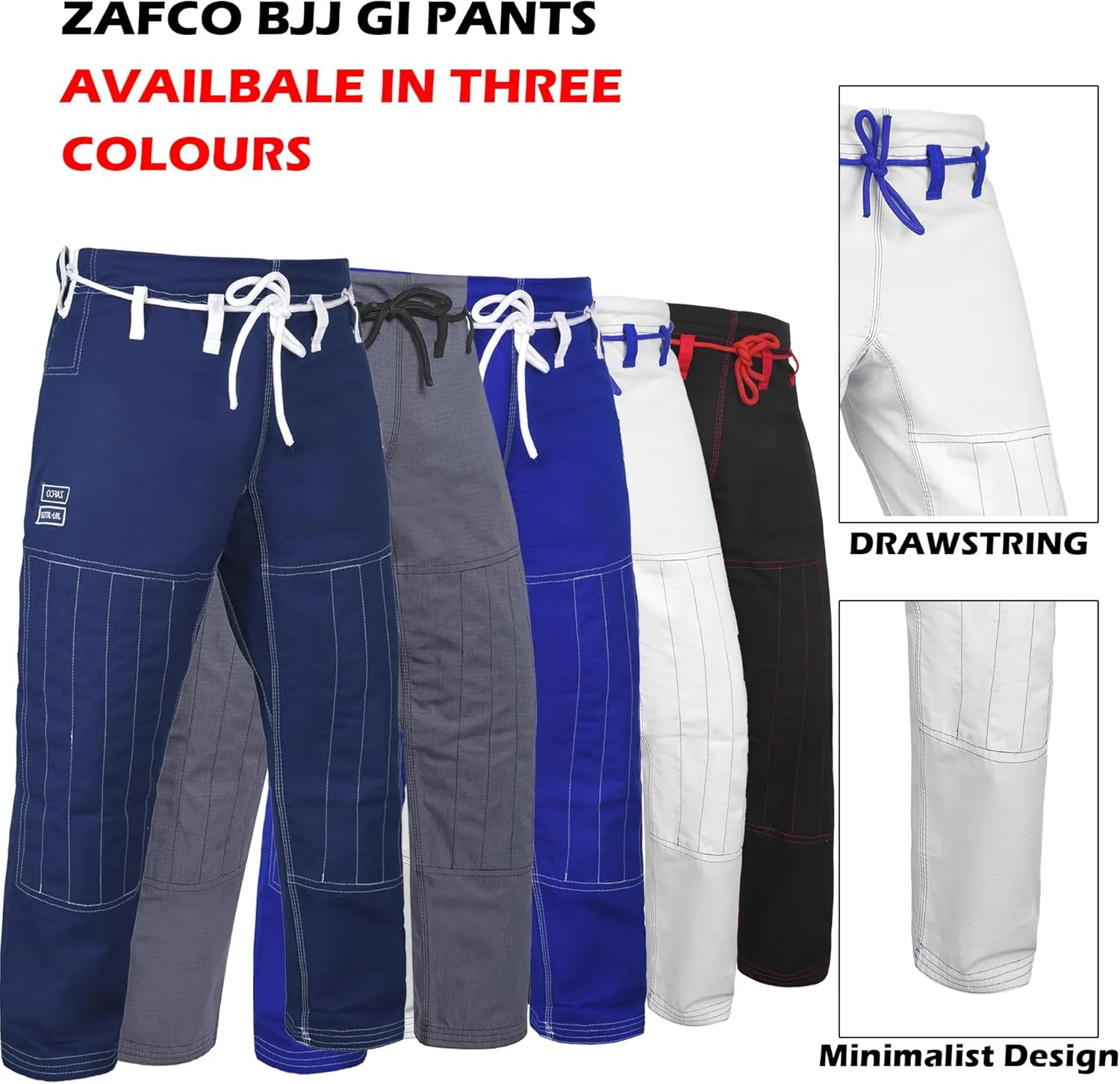 Zafco Fightwear Men's Brazilian Jiu Jitsu Gi Pants 10oz Ripstop MMA Grappling Kimono