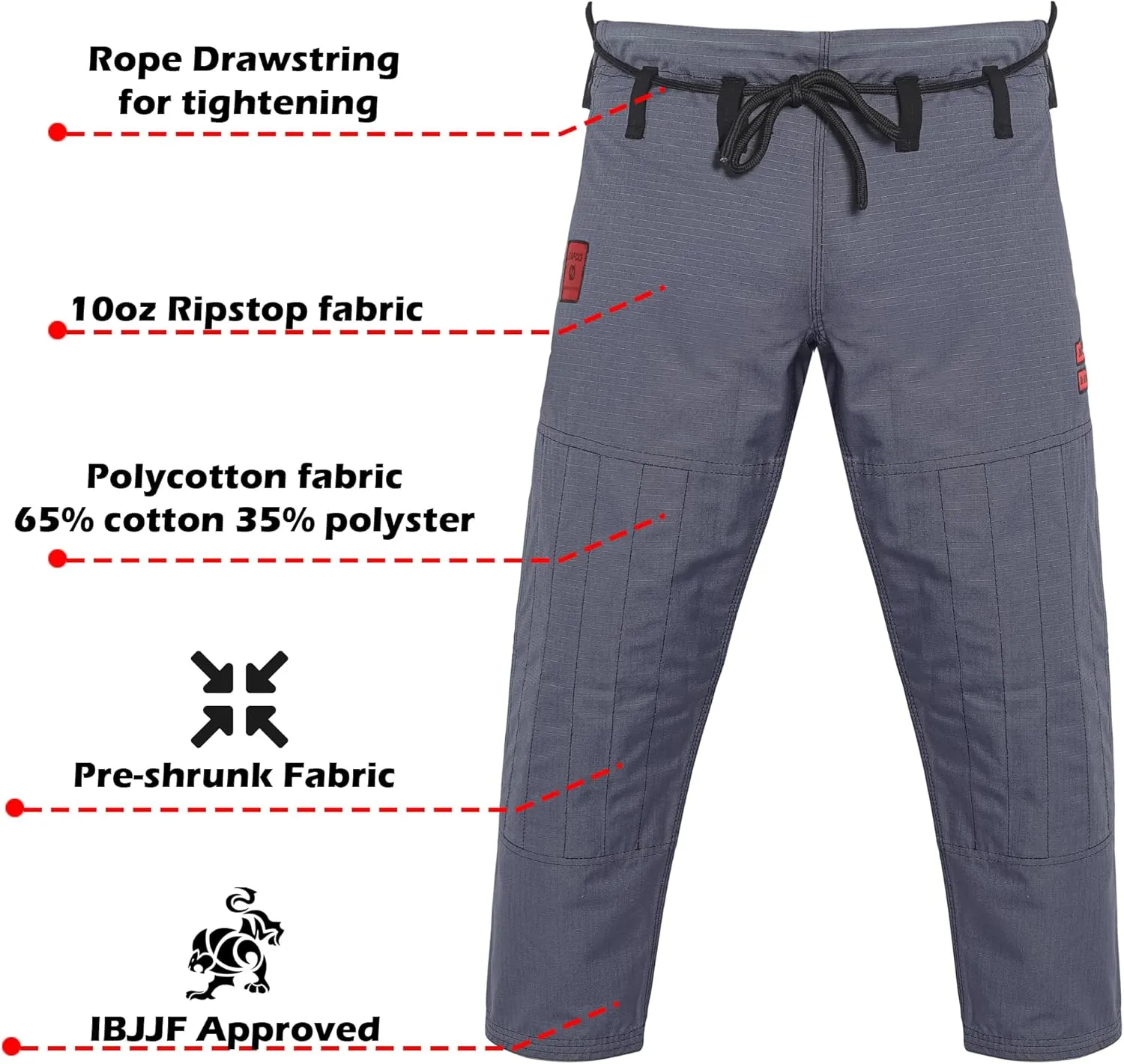 Zafco Fightwear Men's Brazilian Jiu Jitsu Gi Pants 10oz Ripstop MMA Grappling Kimono