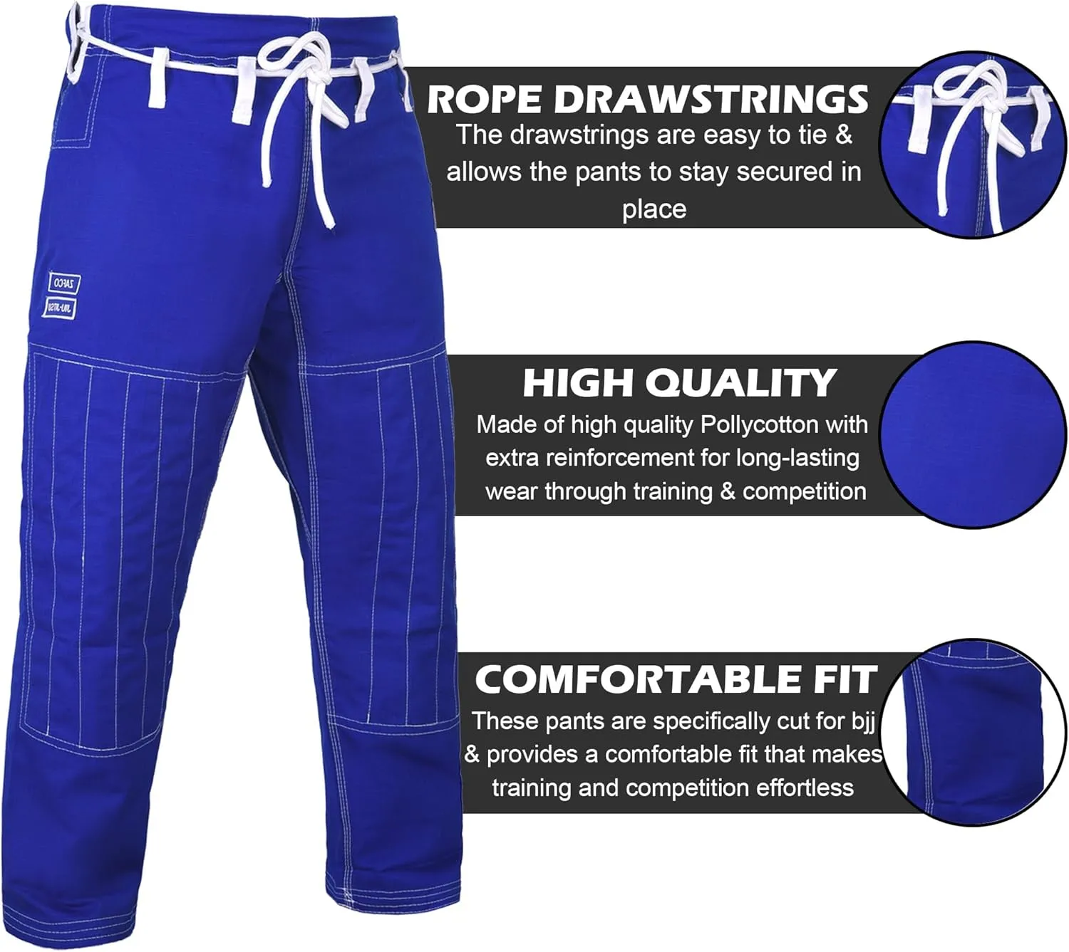 Zafco Fightwear Men's Brazilian Jiu Jitsu Gi Pants 10oz Ripstop MMA Grappling Kimono