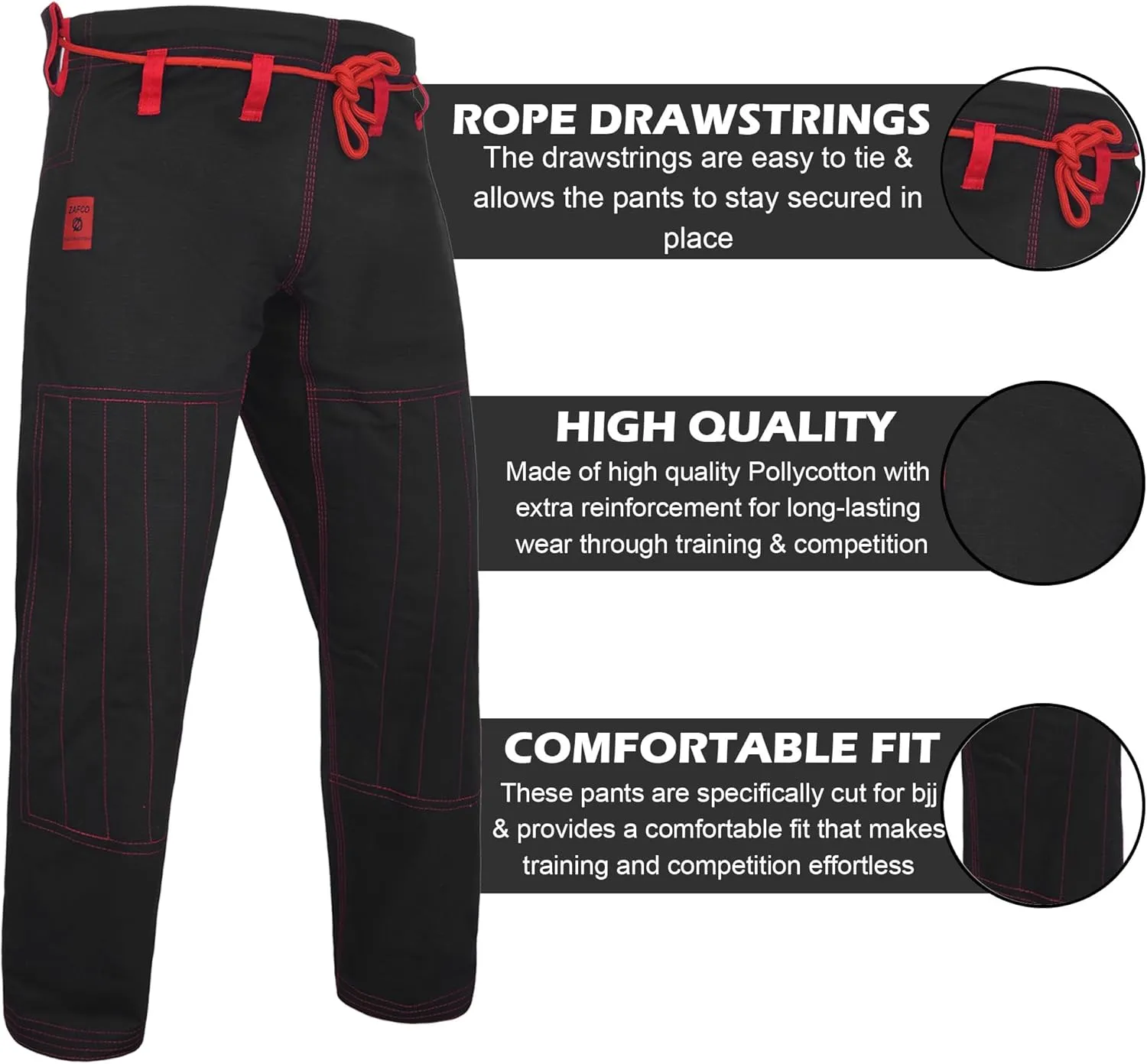 Zafco Fightwear Men's Brazilian Jiu Jitsu Gi Pants 10oz Ripstop MMA Grappling Kimono