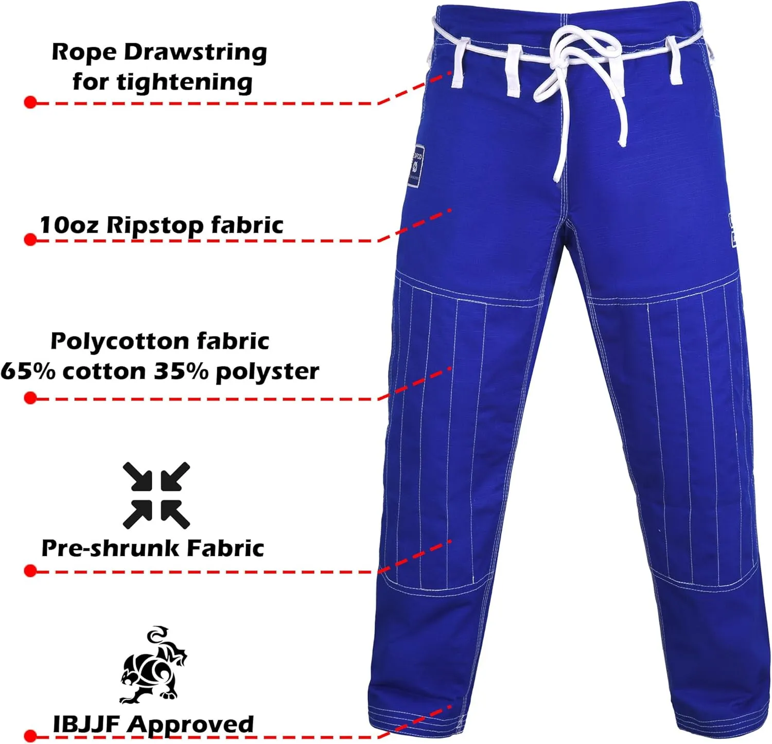 Zafco Fightwear Men's Brazilian Jiu Jitsu Gi Pants 10oz Ripstop MMA Grappling Kimono