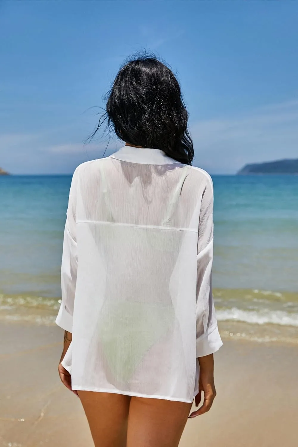 ZAFUL Women's Beach Swimsuit Cover Up Shirt Bikini Beachwear Bathing Suit Beach Dress Kimono Cardigan