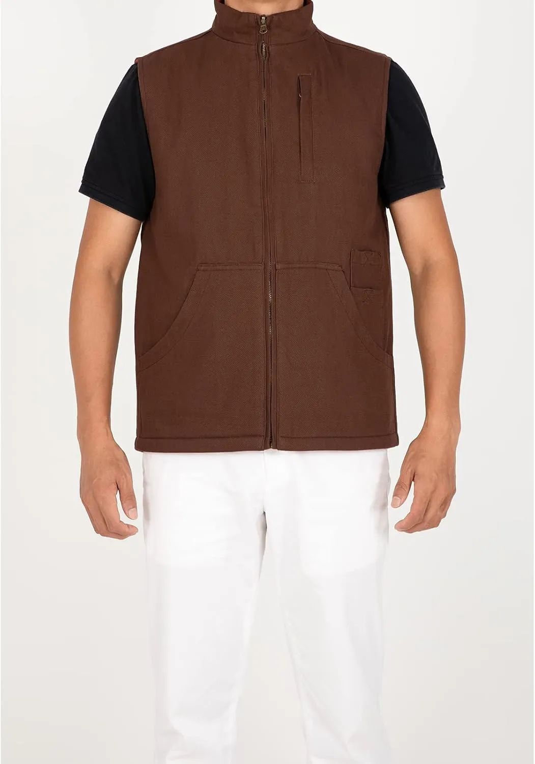 ZENTHACE Men's Reversible Casual Vest Flannel Fleece Lined Outdoor Work Safari Fishing Travel Vest Jacket