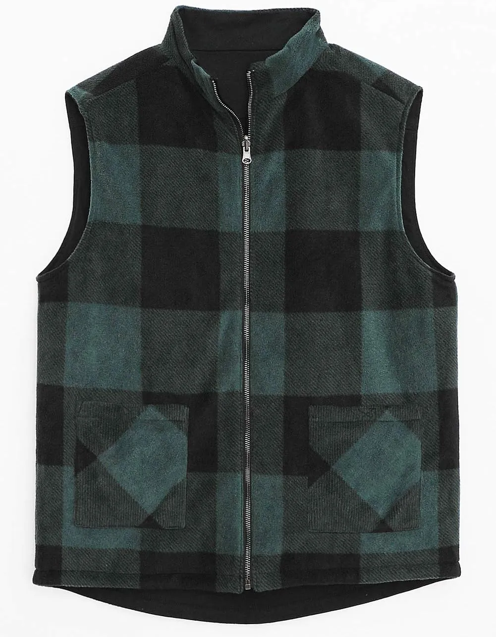 ZENTHACE Men's Reversible Casual Vest Flannel Fleece Lined Outdoor Work Safari Fishing Travel Vest Jacket